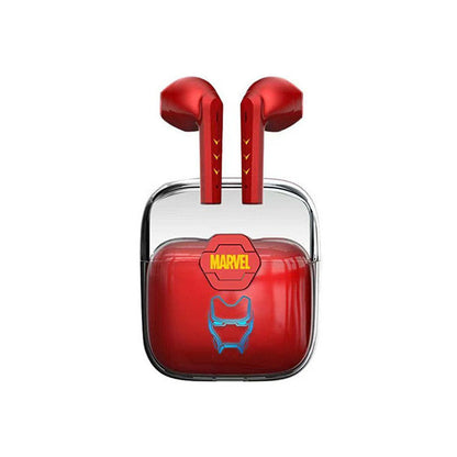 Marvel TWS True Wireless Bluetooth Earbuds, Iron Man Black Panther Semi In-ear Earphones, Transparent Charging Case Marvel Stereo Headphones, Portable Marvel Collectible Earbuds, Gift for Marvel Superhero Fans
