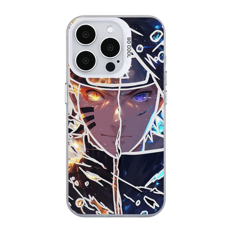 Naruto Anime Phone Case for iPhone, Cool Cracked Line Naruto Sasuke Character Print Case, Shockproof Soft TPU Protective Cover, Anime Naruto Merch Phone Shell Gift for Anime Fans