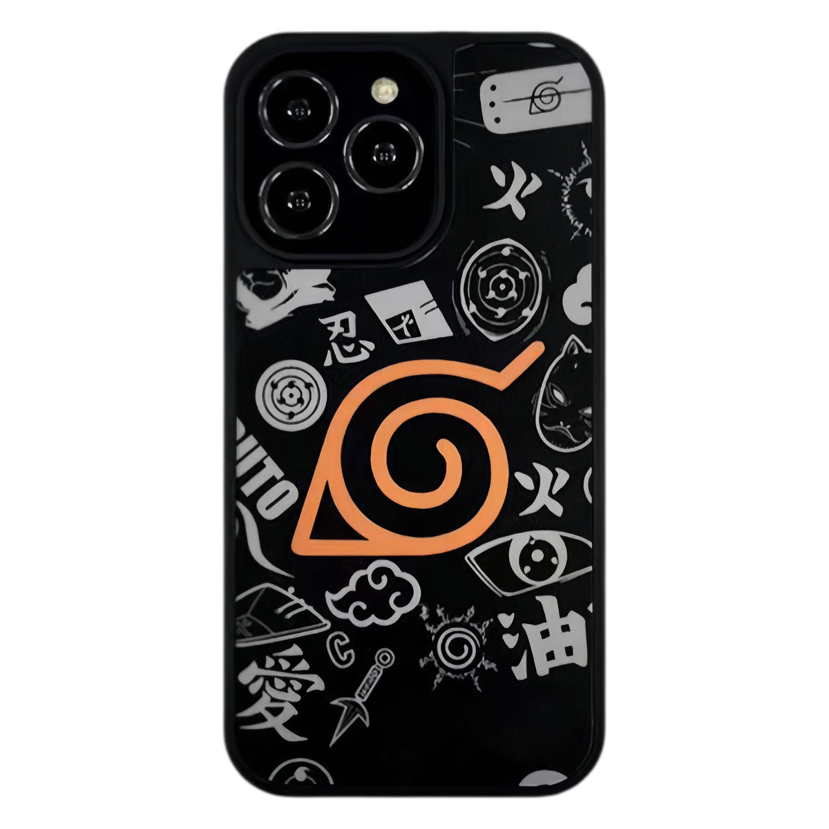 Naruto Anime Phone Case for iPhone, Akatsuki Red Cloud Nine Tails Konoha Symbol Shockproof Protective Cover, Classic Naruto Anime Element Phone Shell, Anime Merch Gift for Naruto Fans