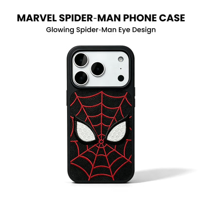 Marvel Spider‑Man Embroidered Glow In The Dark Phone Case 3D Web Pattern Shockproof Protective Anime Cover For Iphone 2‑Color Options