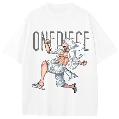 One Piece Luffy Gear 5 Nika Anime T-Shirt, Sun God Luffy Graphic Short Sleeve Tee, Casual Loose Fit One Piece Anime Shirt, Anime Merch Top Gift for Men Women Anime Fans