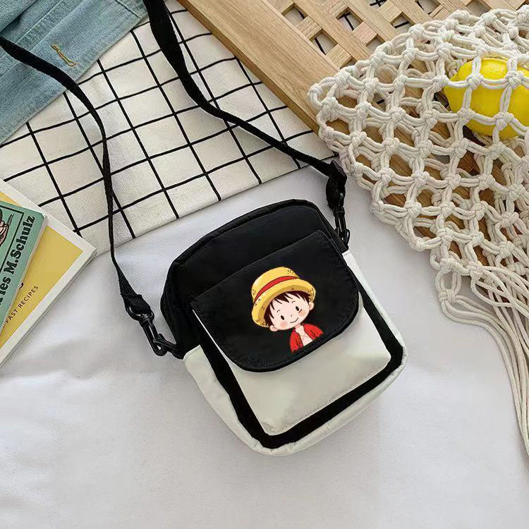 One Piece Anime Mini Crossbody Bag, Luffy Zoro Nami Chopper Sanji Character Print Small Shoulder Purse, Cute Canvas Sling Bag, Anime Fan Daily Messenger Bag Gift