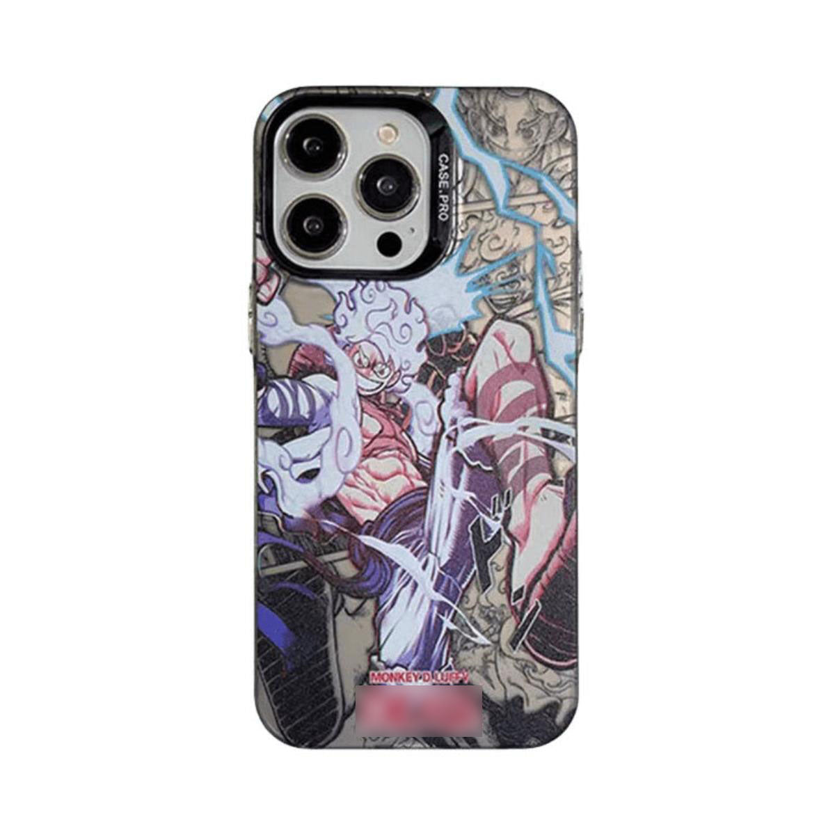 One Piece Manga Style Phone Case for iPhone, Luffy Gear 5 & Roronoa Zoro Comic Print Shockproof Protective Case, Hard IMD Back Cover with Colorful Camera Frame, Anime One Piece Merch Phone Shell for iPhone Series