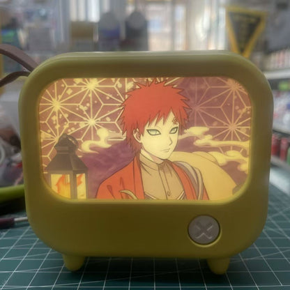 Naruto Gaara Anime Characters Nightlight Decoration, Retro Mini TV Shape LED Night Lamp, Warm Light Anime Room Decor, Bedside Table Ornament, Collectible Gift for Naruto Anime Fans