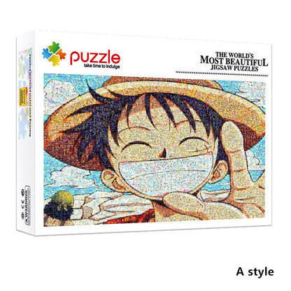 One Piece Anime Jigsaw Puzzle 1000 Pieces, Luffy Zoro Straw Hat Crew Collectible Puzzle, Challenging DIY Puzzle Game, Educational Toy & Wall Art Decor, Gift for One Piece Anime Fans
