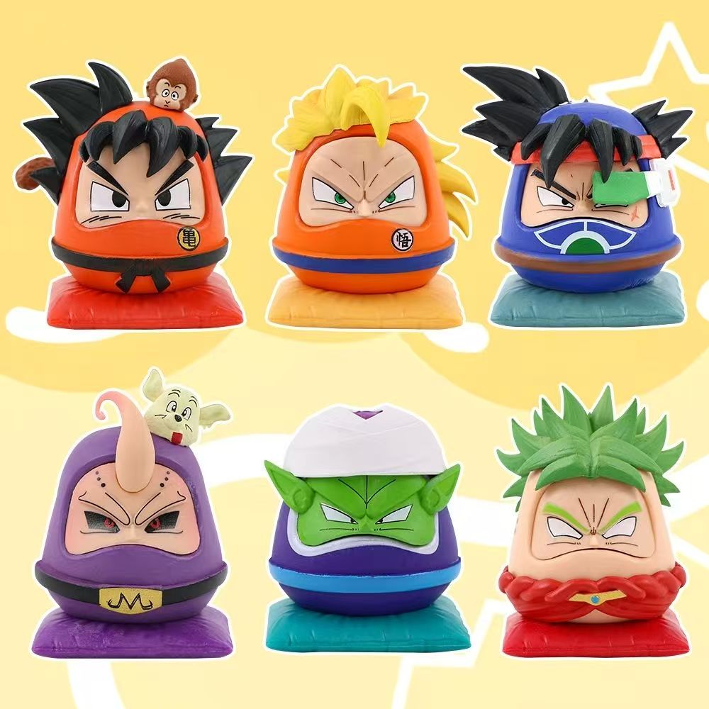 Dragon Ball Anime Daruma Piggy Bank, 6 Styles Cute Goku Vegeta Majin Buu Piccolo Broly Dharma Coin Saving Box, Cartoon Figure Money Bank, Dragon Ball Collectible Ornament Gift for Anime Fans