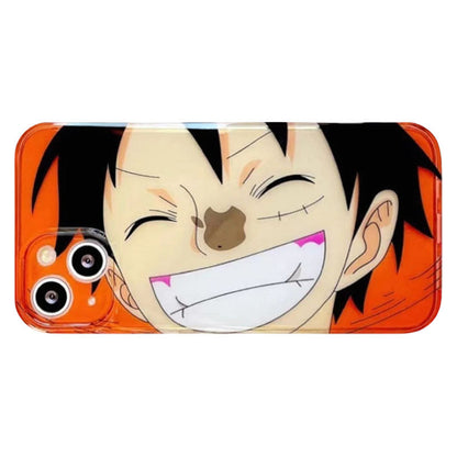 One Piece Anime Big Face Phone Case for iPhone, Luffy Zoro Large Portrait Clear Transparent Shockproof Protective Cover, Straw Hat Pirates Cute Anime Character Phone Shell, Anime Fan Gift