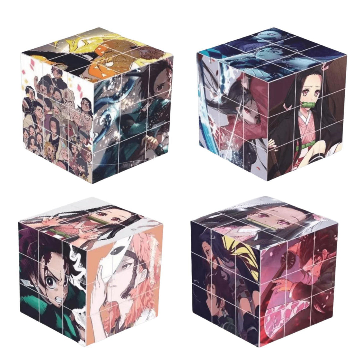 Demon Slayer Tanjiro Nezuko HD Printed Speed Puzzle Cube, Smooth Turning Brain Teaser Educational Fidget Toy, Anime Collection Desk Decor Gift for Anime Fans