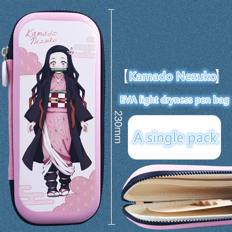 Demon Slayer Kimetsu no Yaiba Pencil Case, Hard Shell EVA Anime Pencil Box, Large Capacity Stationery Storage Bag, Tanjiro Nezuko Zenitsu Inosuke Pen Pouch, School Supplies for Students, Anime Merch Gift