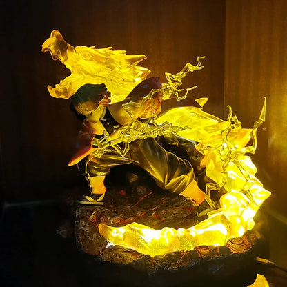 Demon Slayer Zenitsu Agatsuma Figure, Zenitsu Thunder Breathing Battle Statue with LED Light Dragon Effect Base, Anime Collectible Figurine, Desktop Display Model Toy, Gift for Demon Slayer Fans