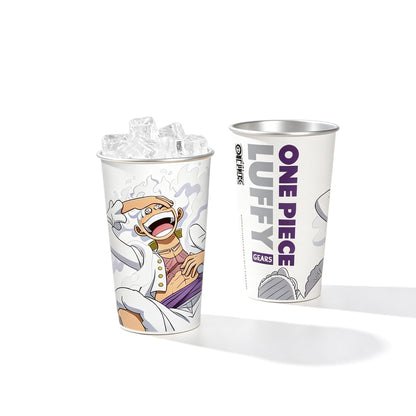 One Piece Nika Luffy Cold Sensitive Color Changing Aluminum Cup 470ml Food‑Grade Thermochromic Anime Drinking Cup For Cold Beverages Coffee Iced Drinks