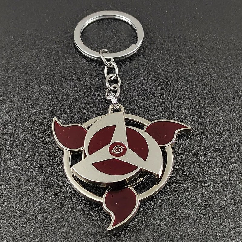 Naruto Sasuke Itachi Kakashi Rotating Sharingan Keychain Metal Anime Pendant Key Ring Cosplay Accessory Collectible Key Charm Gift For Anime Fans