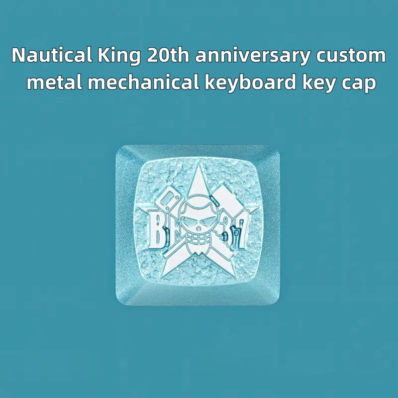 One Piece Custom Metal Keycap, Anime 3D Embossed Mechanical Keyboard Key Cap, Skull & Straw Hat Pattern Artisan Keycap, Replacement Keycap for Cherry MX Switch, Gaming Keyboard Decor Gift for One Piece Fans