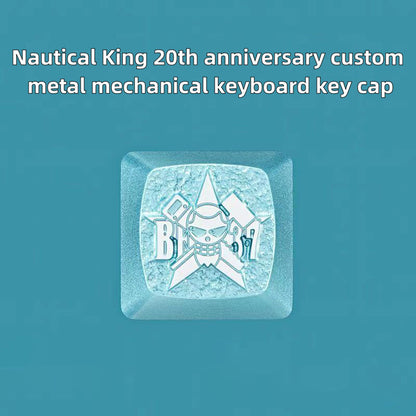 One Piece Custom Metal Keycap, Anime 3D Embossed Mechanical Keyboard Key Cap, Skull & Straw Hat Pattern Artisan Keycap, Replacement Keycap for Cherry MX Switch, Gaming Keyboard Decor Gift for One Piece Fans