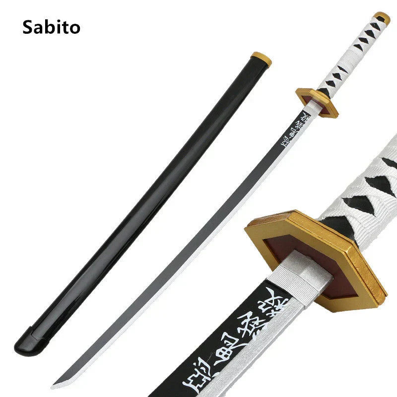 Demon Slayer Cosplay Nichirin Sword, Bamboo Blade Katana Replica, Anime Demon Slayer Prop Sword with Scabbard and Belt, Tanjiro Zenitsu Rengoku Giyuu Cosplay Weapon for Halloween