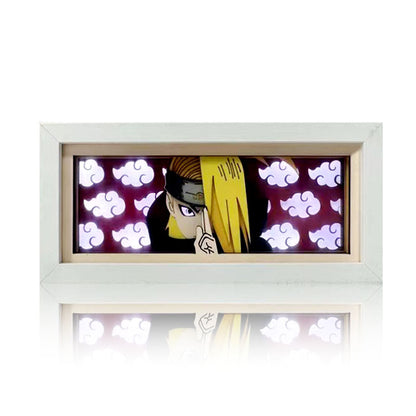 Naruto Anime Paper Cut Light Box, 3D Paper Carving LED Frame Lamp, Sharingan Character Night Light, Desktop Wall Art Decor, Collectible Anime Gift for Naruto Fans