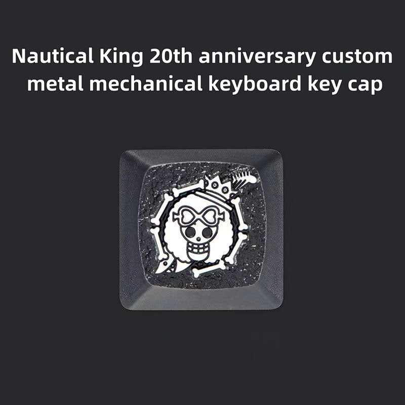 One Piece Custom Metal Keycap, Anime 3D Embossed Mechanical Keyboard Key Cap, Skull & Straw Hat Pattern Artisan Keycap, Replacement Keycap for Cherry MX Switch, Gaming Keyboard Decor Gift for One Piece Fans