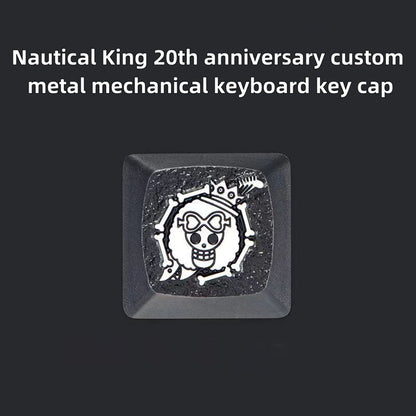 One Piece Custom Metal Keycap, Anime 3D Embossed Mechanical Keyboard Key Cap, Skull & Straw Hat Pattern Artisan Keycap, Replacement Keycap for Cherry MX Switch, Gaming Keyboard Decor Gift for One Piece Fans