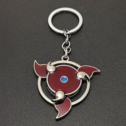 Naruto Sasuke Itachi Kakashi Rotating Sharingan Keychain Metal Anime Pendant Key Ring Cosplay Accessory Collectible Key Charm Gift For Anime Fans