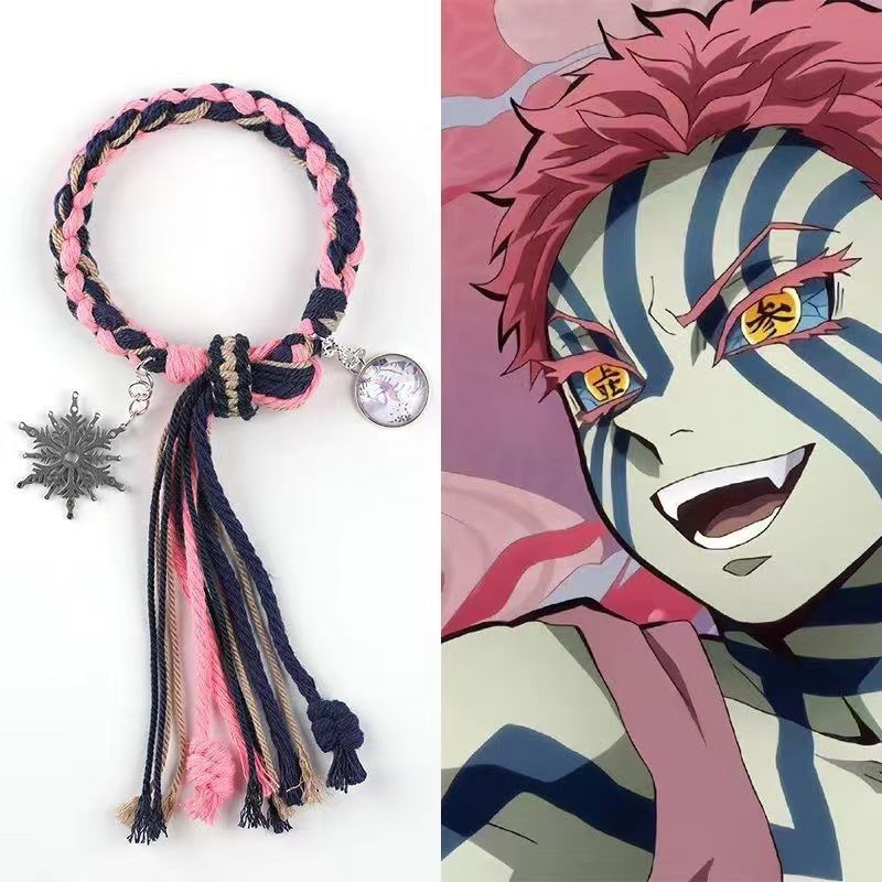 Demon Slayer Anime Braided Rope Bracelet, Kimetsu No Yaiba Character Themed Handmade Wristband, Tanjiro Nezuko Zenitsu Rengoku Cosplay Tassel Bracelets, Anime Jewelry Gift for Demon Slayer Fans