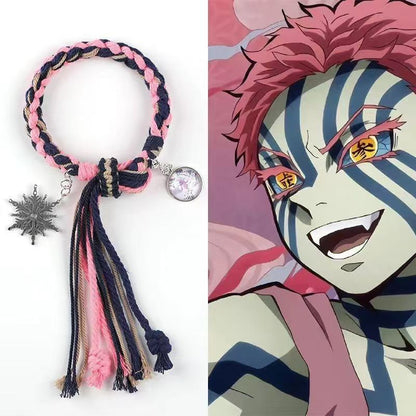 Demon Slayer Anime Braided Rope Bracelet, Kimetsu No Yaiba Character Themed Handmade Wristband, Tanjiro Nezuko Zenitsu Rengoku Cosplay Tassel Bracelets, Anime Jewelry Gift for Demon Slayer Fans