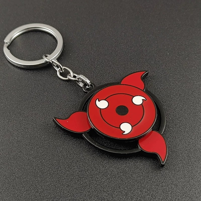 Naruto Sasuke Itachi Kakashi Rotating Sharingan Keychain Metal Anime Pendant Key Ring Cosplay Accessory Collectible Key Charm Gift For Anime Fans