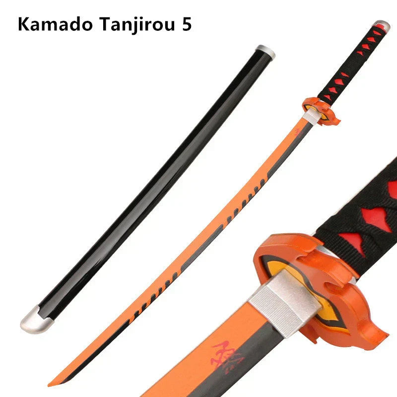 Demon Slayer Cosplay Nichirin Sword, Bamboo Blade Katana Replica, Anime Demon Slayer Prop Sword with Scabbard and Belt, Tanjiro Zenitsu Rengoku Giyuu Cosplay Weapon for Halloween