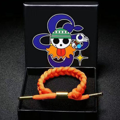 One Piece Anime Braided Bracelet, Straw Hat Pirates Woven Rope Wristband, Adjustable Character Themed Bracelets, One Piece Cosplay Jewelry, Anime Fan Gift for Men Women Teens