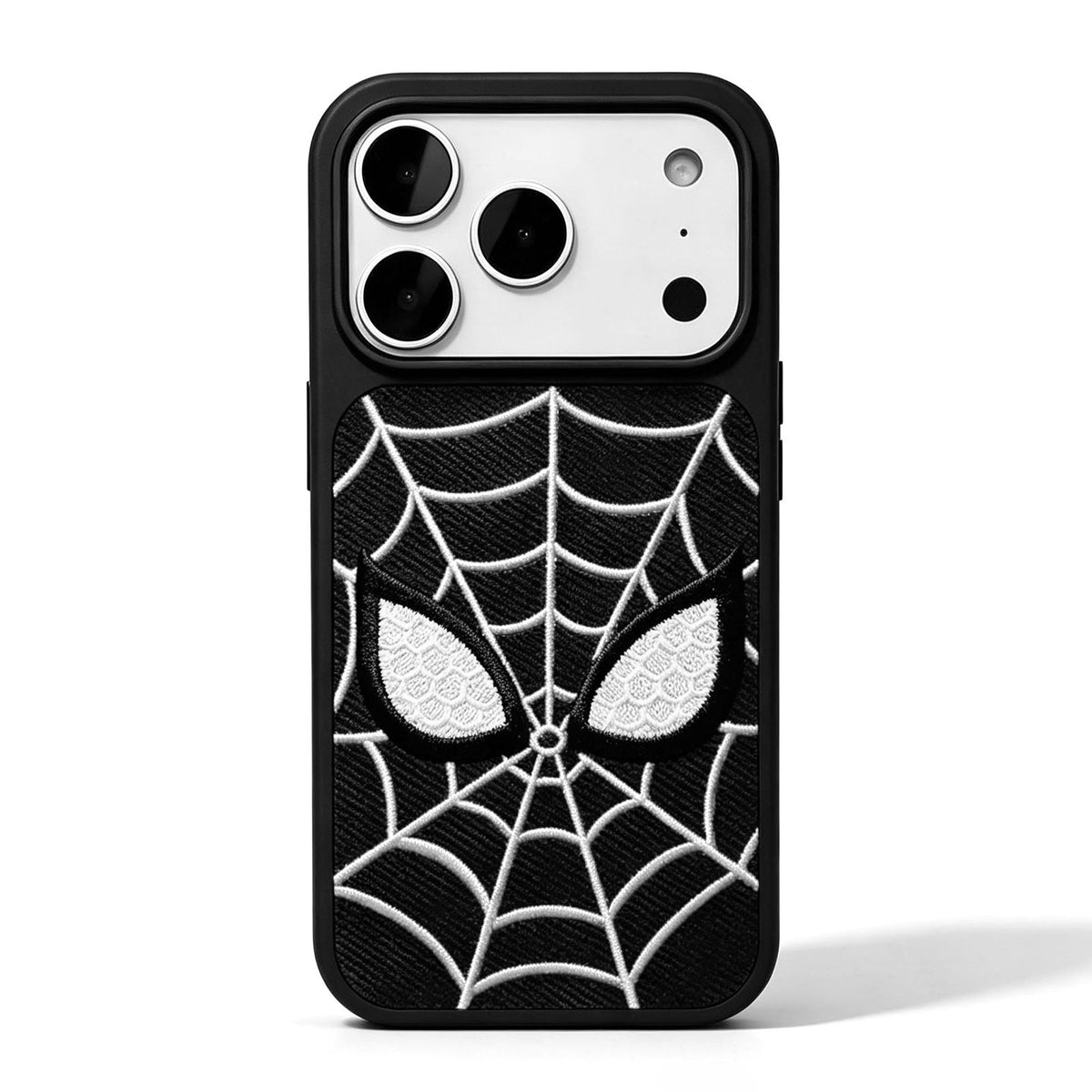 Marvel Spider‑Man Embroidered Glow In The Dark Phone Case 3D Web Pattern Shockproof Protective Anime Cover For Iphone 2‑Color Options