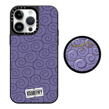 One Piece Anime Phone Case for iPhone, Gum-Gum Fruit Pattern Shockproof Protective Case, Funny Manga Print Phone Cover with Pop Socket, One Piece Anime Merch Gift for Fans