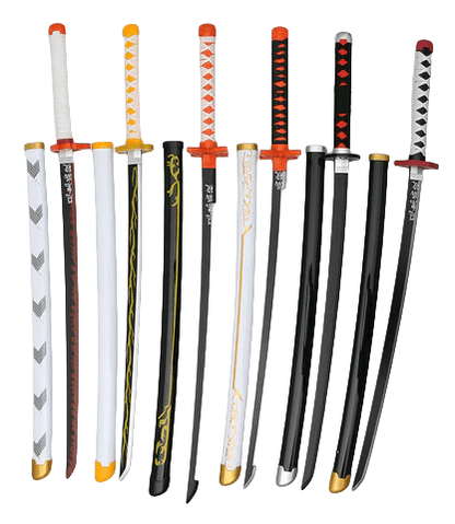 Demon Slayer Cosplay Nichirin Sword, Bamboo Blade Katana Replica, Anime Demon Slayer Prop Sword with Scabbard and Belt, Tanjiro Zenitsu Rengoku Giyuu Cosplay Weapon for Halloween