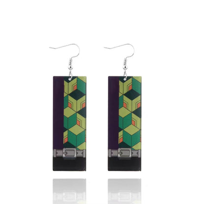 Demon Slayer Anime Earrings, Tanjiro Hanafuda Drop Dangle Earrings, Multiple Styles Acrylic Cosplay Earrings, Demon Slayer Kimetsu No Yaiba Jewelry, Anime Cosplay Accessories Gift for Demon Slayer Fans