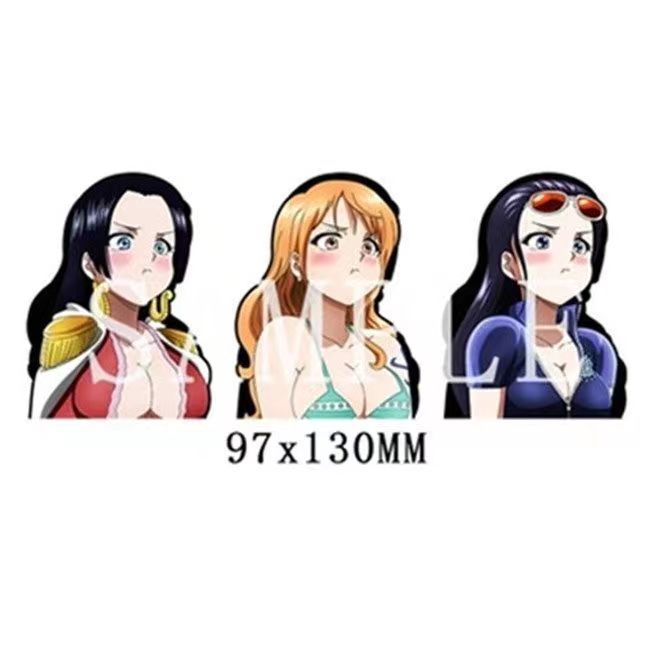 One Piece 3D Motion Stickers, Lenticular Anime Character Decals, Luffy Zoro Nami Changing Image Sticker, Waterproof Peekers Sticker for Car Laptop Water Bottle, One Piece Fans Collectible Decor