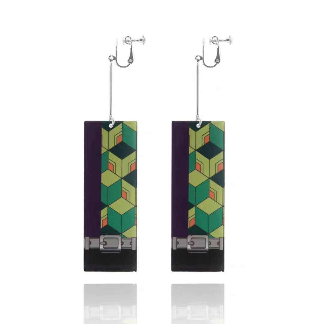Demon Slayer Anime Earrings, Tanjiro Hanafuda Drop Dangle Earrings, Multiple Styles Acrylic Cosplay Earrings, Demon Slayer Kimetsu No Yaiba Jewelry, Anime Cosplay Accessories Gift for Demon Slayer Fans