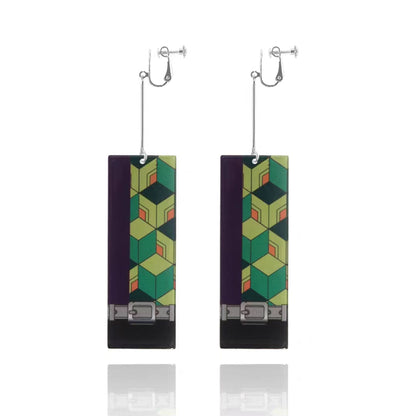 Demon Slayer Anime Earrings, Tanjiro Hanafuda Drop Dangle Earrings, Multiple Styles Acrylic Cosplay Earrings, Demon Slayer Kimetsu No Yaiba Jewelry, Anime Cosplay Accessories Gift for Demon Slayer Fans