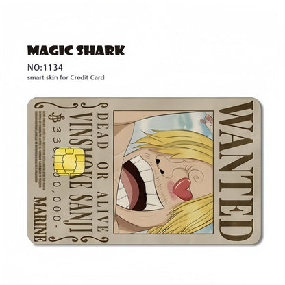 One Piece Anime Credit Card Skin Stickers, Luffy Zoro Nami Wanted Poster Card Decal, Removable Bank Card Cover Sticker, Anime Card Skin, Gift for One Piece Fans