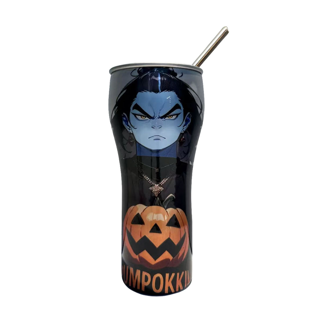 One Piece Anime Tumbler with Straw, Stainless Steel Insulated Travel Cup, Luffy Zoro Nami Wanted Poster Design Coffee Mug, Leak Proof Reusable Water Bottle, One Piece Merch Gift for Anime Fans