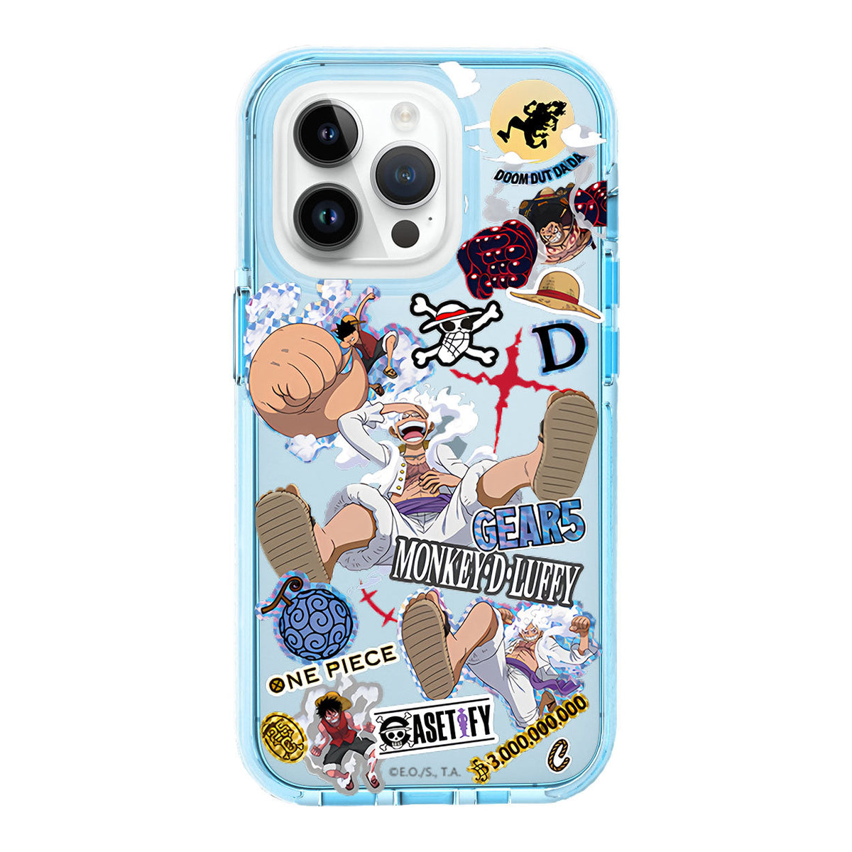 One Piece Anime Luffy Gear 5 Phone Case, Cute Nika Luffy Cartoon Printed Shockproof Protective Phone Cover, One Piece Anime Merch Case for iPhone