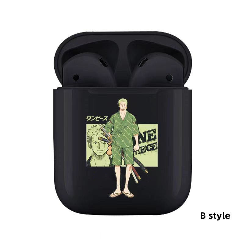 One Piece Anime TWS Wireless Earbuds, Luffy Zoro Sanji Chopper Skull Logo Printed Bluetooth Earphones, Stereo In-Ear Headphones with Portable Charging Case, Anime Fan Gift Wireless Headset