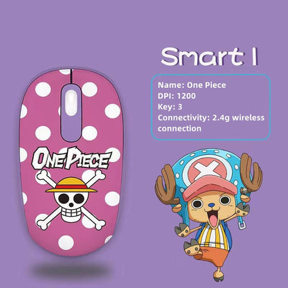 One Piece Anime 2.4G Wireless Mouse, Portable Optical Computer Mouse with Tony Tony Chopper & Straw Hat Skull Pattern, Ergonomic Silent Mice for Laptop PC Desktop, Anime Fan Gift