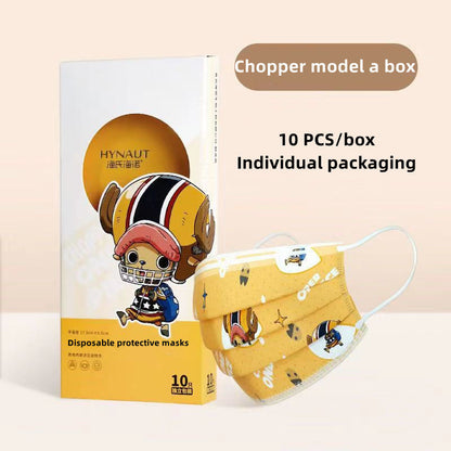One Piece Disposable Face Masks, Luffy Chopper Anime Printed 3-Ply Breathable Protective Masks, Individual Wrapped Cute Cartoon Mask for Daily Use, One Piece Fan Gift