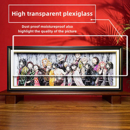 Demon Slayer 3D Paper Cut Framed Art, Anime Character Group Portrait Paper Carving Light Painting, Layered Papercraft Wall Decor, High Transparent Plexiglass Frame, Anime Room Poster Decoration, Collectible Gift for Demon Slayer Fans