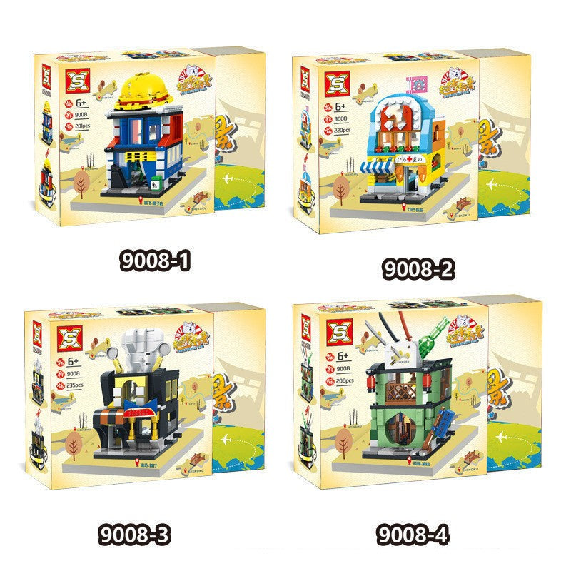 One Piece Street View Building Blocks Set, Anime 4 in 1 Modular Street Shop Model, Interlocking Brick City House Construction Toy, Collectible Display Building Kit, Gift for One Piece Anime Fans & Teenagers