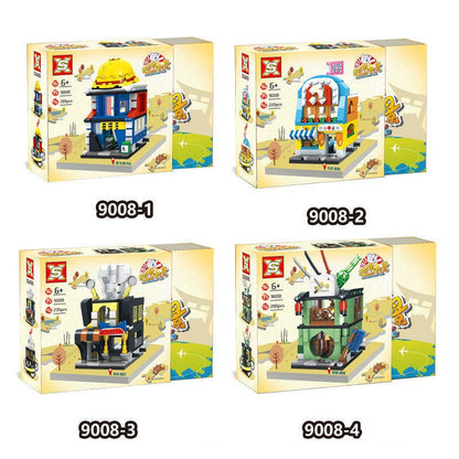 One Piece Street View Building Blocks Set, Anime 4 in 1 Modular Street Shop Model, Interlocking Brick City House Construction Toy, Collectible Display Building Kit, Gift for One Piece Anime Fans & Teenagers