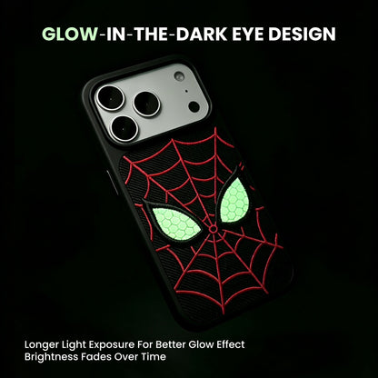Marvel Spider‑Man Embroidered Glow In The Dark Phone Case 3D Web Pattern Shockproof Protective Anime Cover For Iphone 2‑Color Options