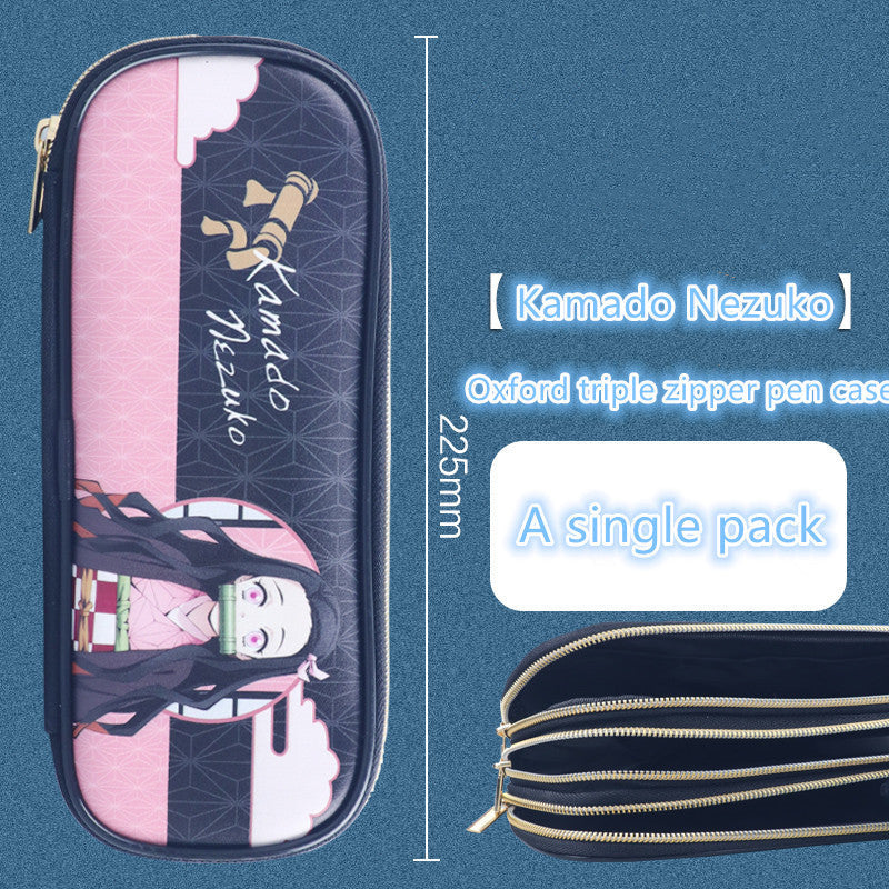 Demon Slayer Kimetsu no Yaiba Pencil Case, Hard Shell EVA Anime Pencil Box, Large Capacity Stationery Storage Bag, Tanjiro Nezuko Zenitsu Inosuke Pen Pouch, School Supplies for Students, Anime Merch Gift