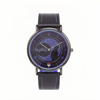 Naruto Anime Character Quartz Watch, Uchiha Sasuke Itachi Kakashi Naruto Wrist Watch, Vintage PU Leather Strap Analog Watch, Anime Cosplay Accessory Collectible Gift for Naruto Fans