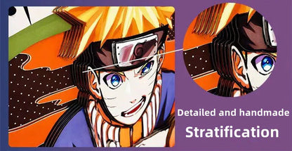 Naruto Uzumaki 3D Layered Paper Art Frame, Anime Naruto Handmade Paper Cut Shadow Box, Stratification Paper Carving Painting, Wall & Desk Display Decor, Collectible Art Gift for Naruto Anime Fans