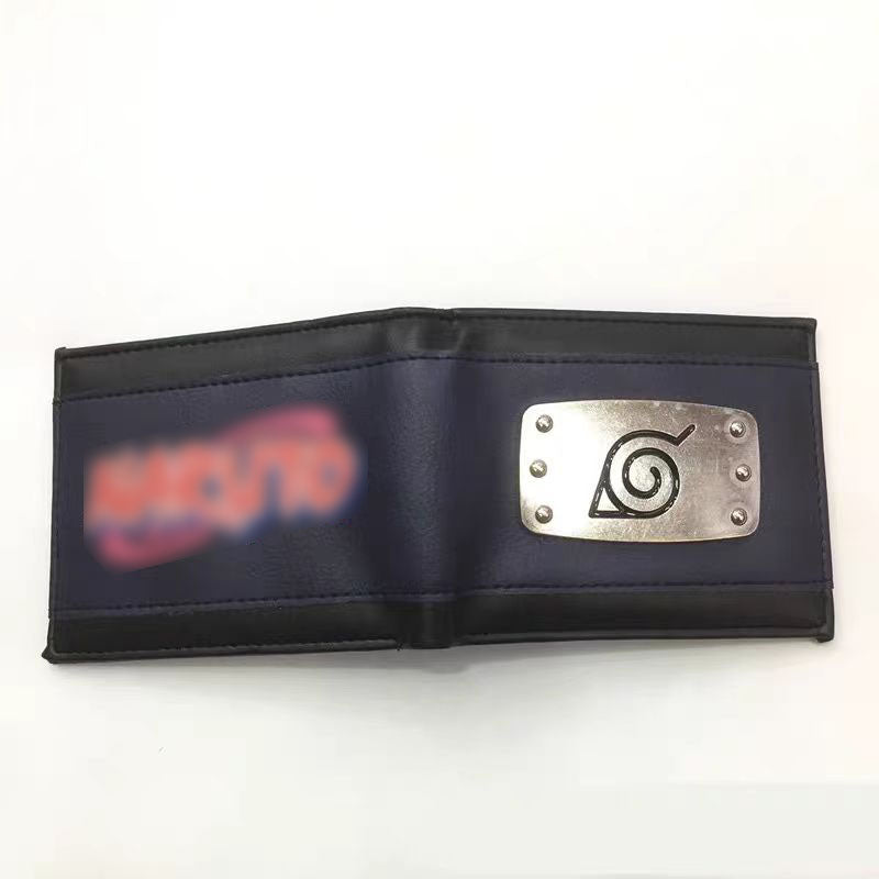 Naruto Anime Bifold Wallet, Akatsuki Red Cloud Leaf Village Symbol PU Leather Short Purse, Card Holder Cash Pocket Coin Pocket, Naruto Cosplay Anime Merch Wallet Gift for Naruto Fans