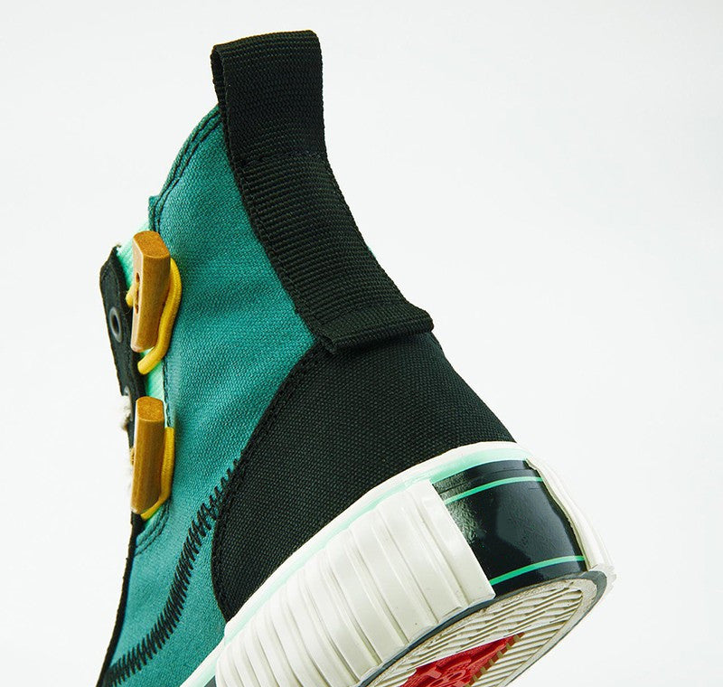 One Piece Zoro High Top Canvas Sneakers, Unisex Lace-Up Thick Ribbed Cookie Sole Skate Shoes, Green Black Anime Casual Footwear, One Piece Anime Streetwear Sneakers, Anime Fan Collectible Gift